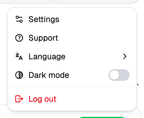 User menu